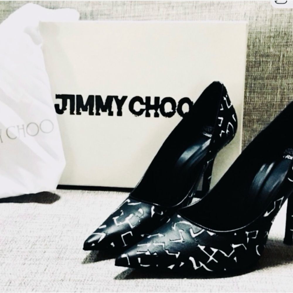 🛍️ Jimmy Choo Authentic Black and White Graphic Limited Edition New & Heels